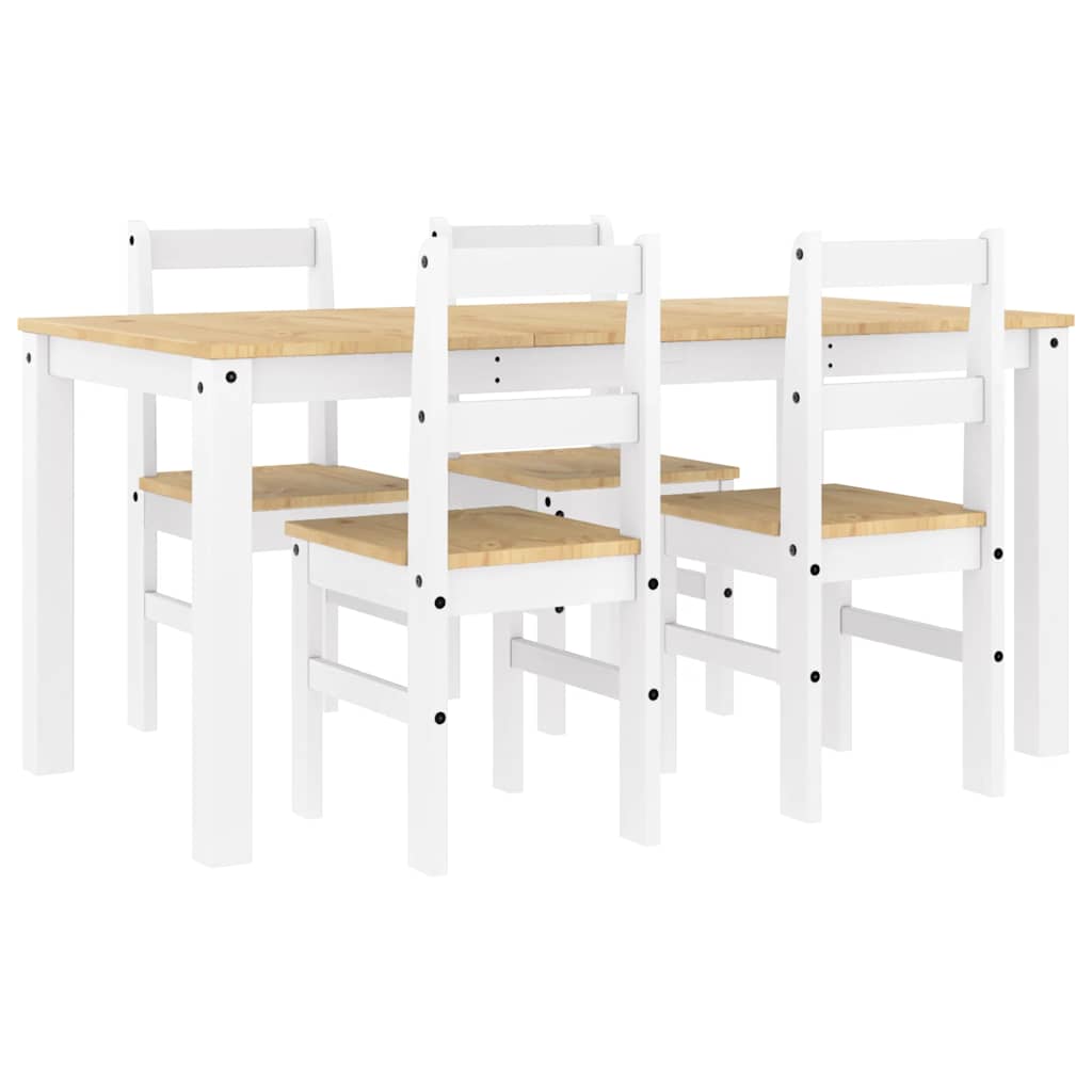 vidaXL Juego de comedor Panama 5 pzas madera maciza de pino blanco