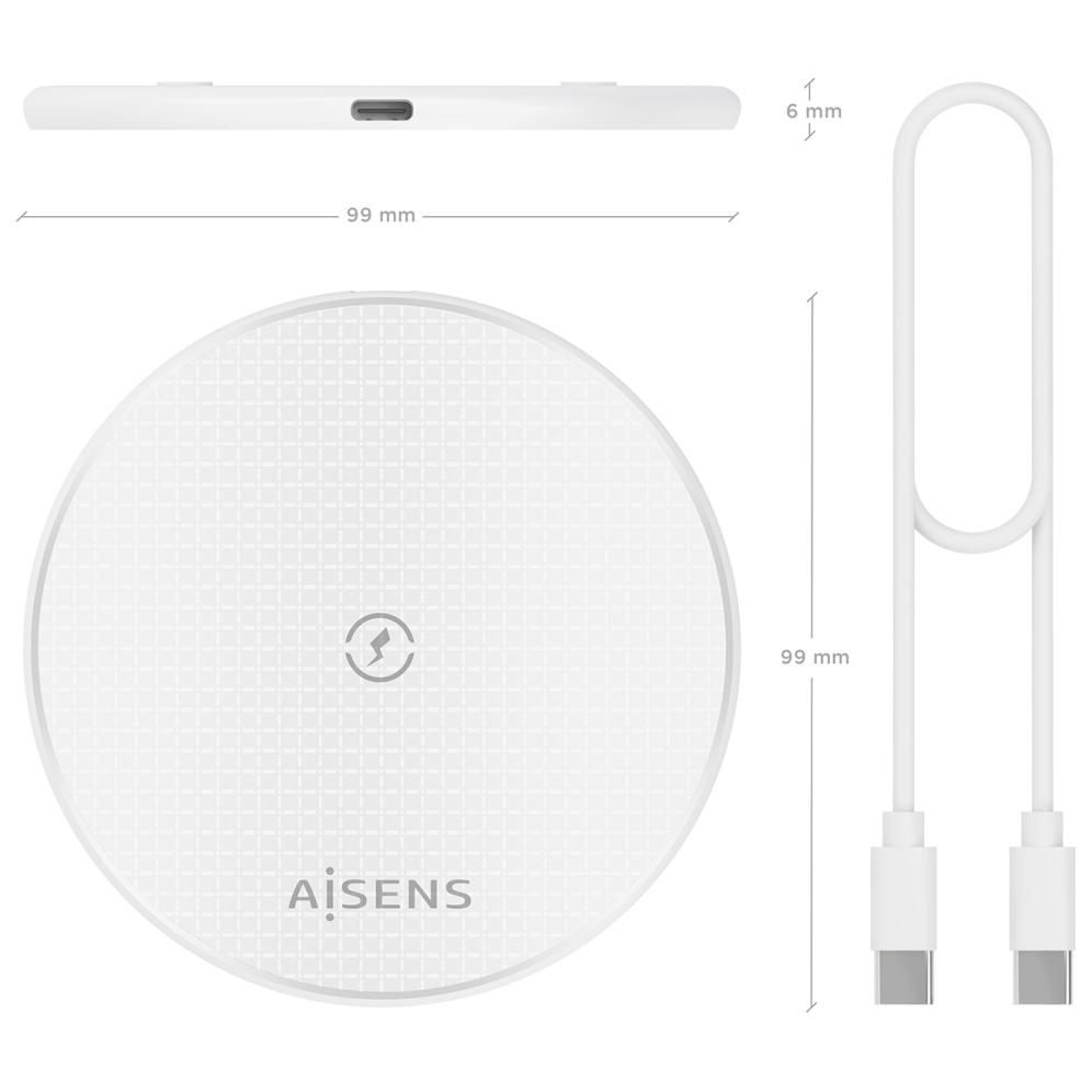 Cargador Aisens Inalámbrico USB-C 15W Blanco