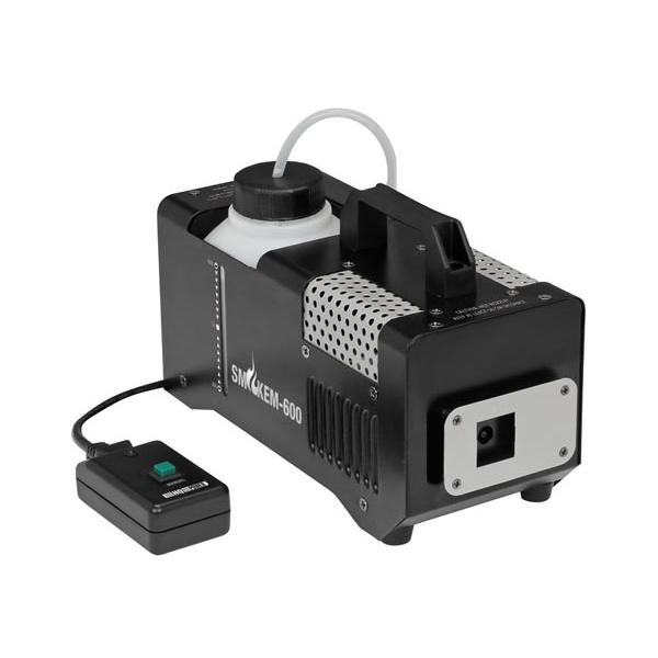 HQ-Power Máquina de Humo, 600 W, Mando a Distancia por Cable Fijo con indicador LED, Tiempo de Calentamiento rápido, Salida de Humo 283 m³ por Minuto, depósito extraíble de 0,5 litros, compacta y