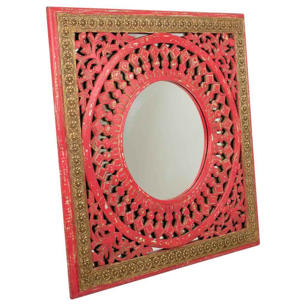 WANDERLUST DECO Espejo de Madera Decorativo Artesanal 60.5x1.5x60.5h Cm