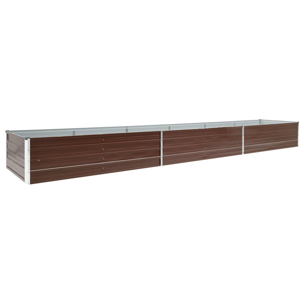 vidaXL Arriate de jardín de acero galvanizado marrón 480x80x45 cm