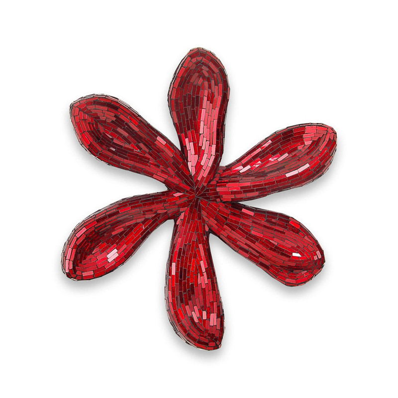 Escultura FLOR Grande Cristales Pared Color Rojo 51 x 48 x 8 cm - SpazioLuzio