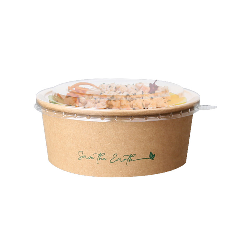 200 Uds. Ensaladera reciclable de cartón kraft con tapa RPET (700ml) | Ref: ENS012K