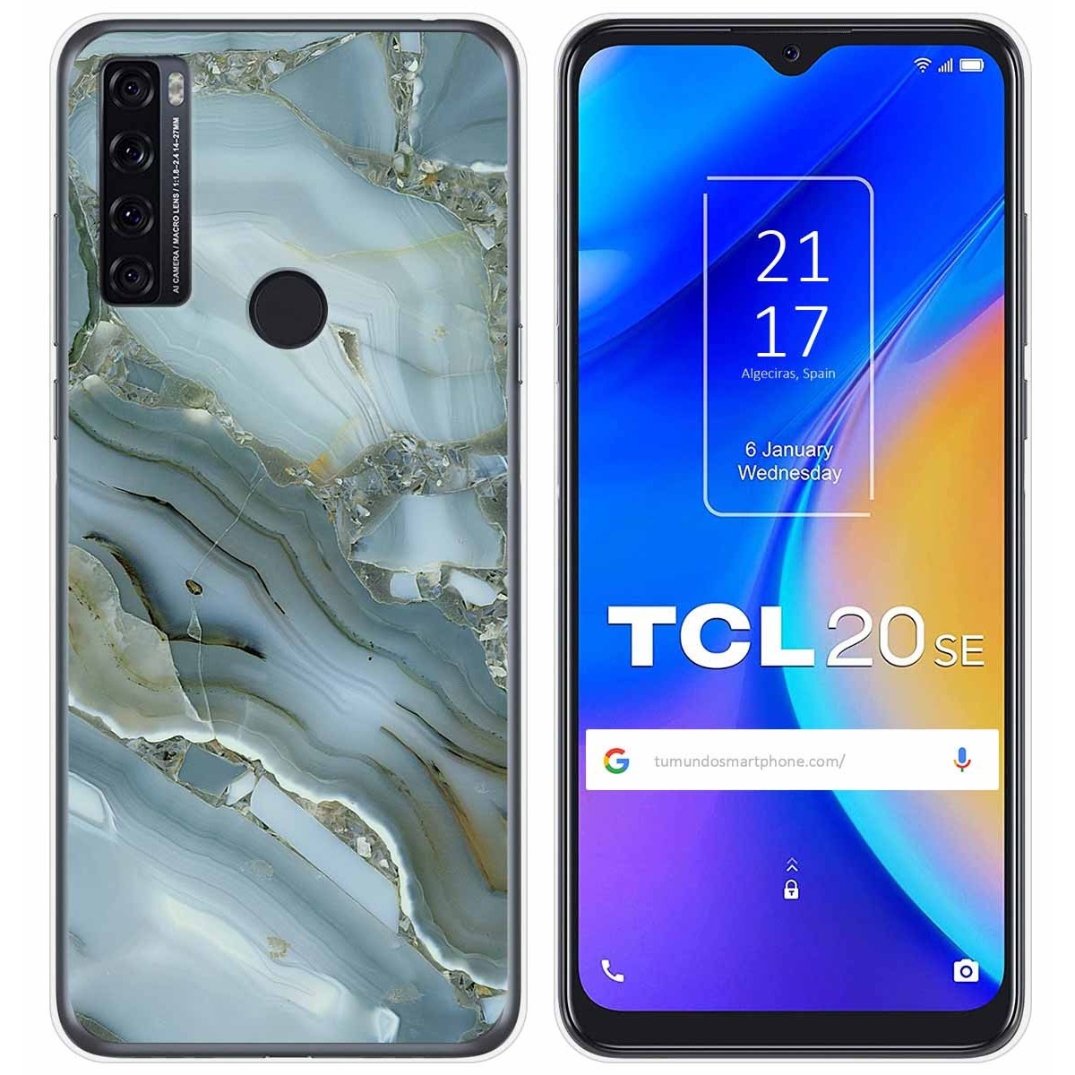 Tumundosmartphone Funda Gel Tpu para TCL 20 SE diseño Mármol 09 Dibujos