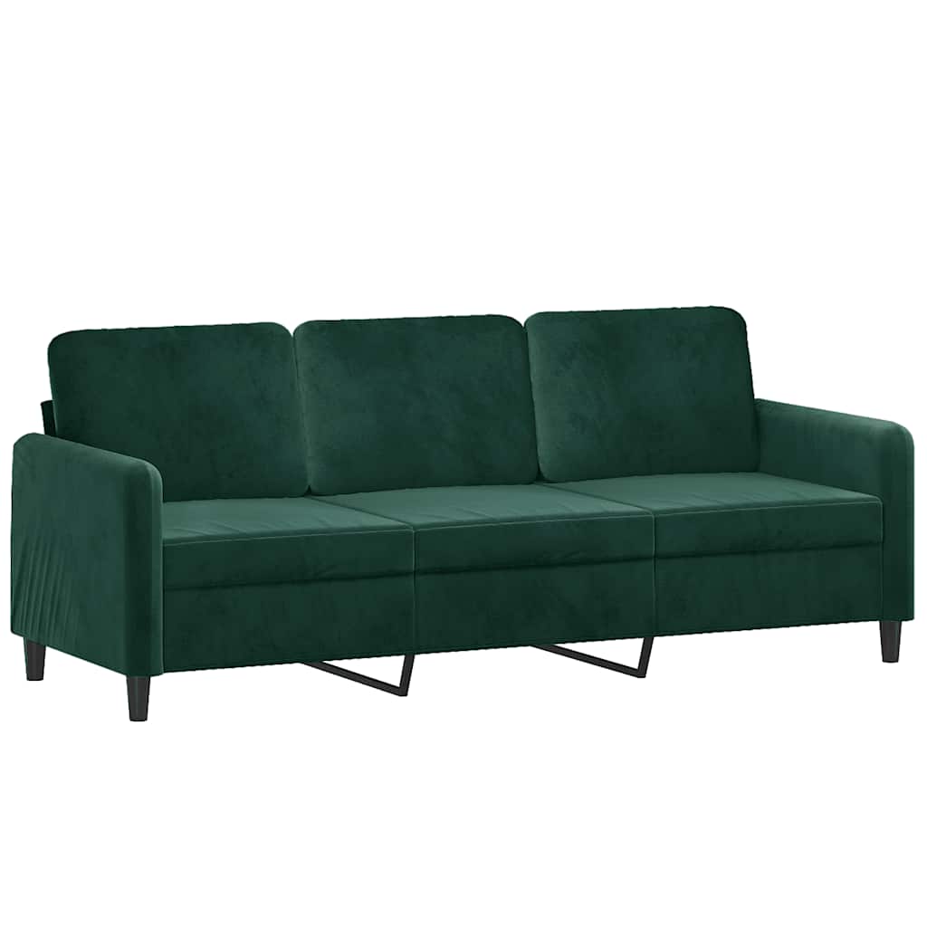 vidaXL Sofá de 3 plazas terciopelo verde oscuro 180 cm