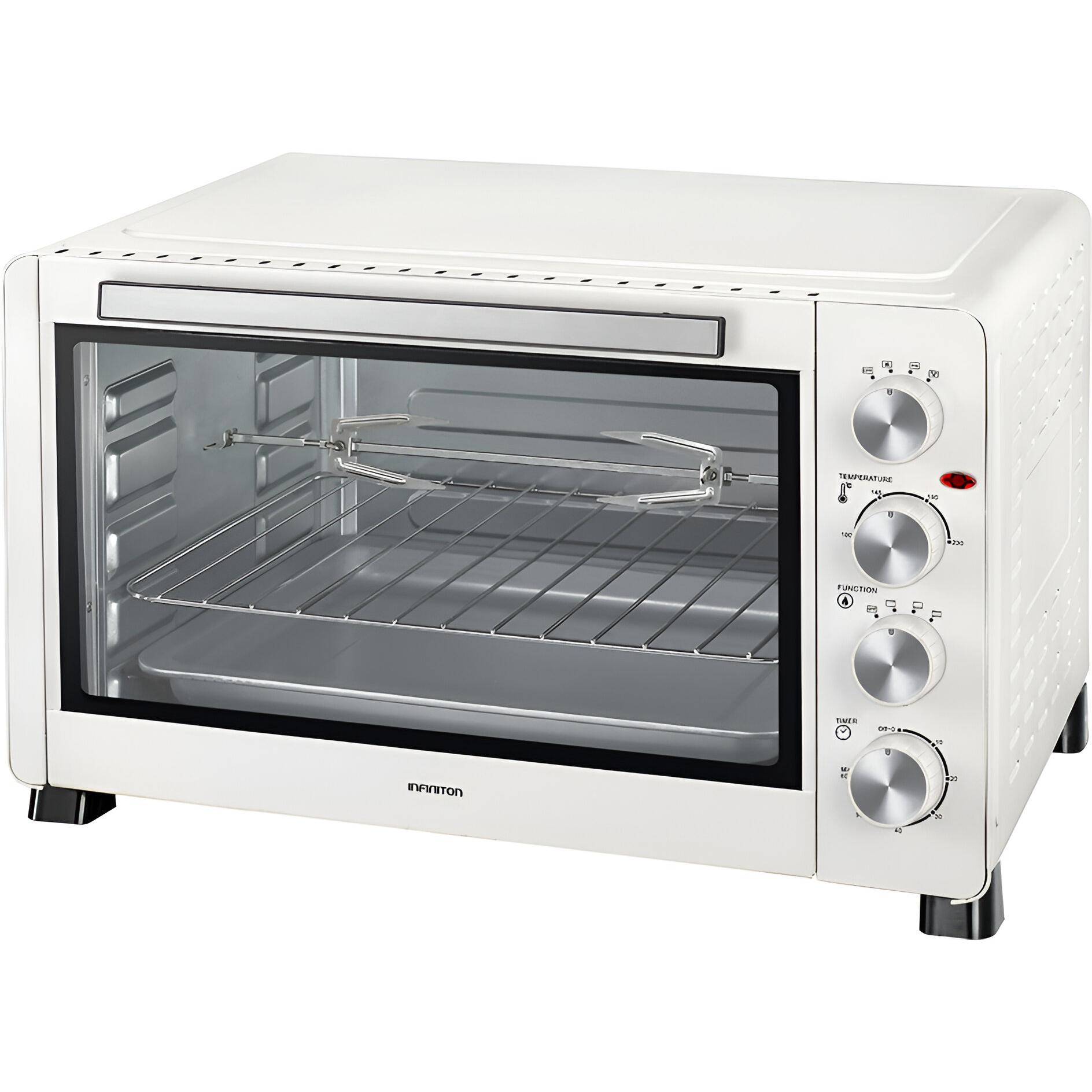Mini Horno Infiniton HSM26B61 60L 2500W Blanco | Termostato Ajustable, Función Asador, Temporizador, Luz Interior