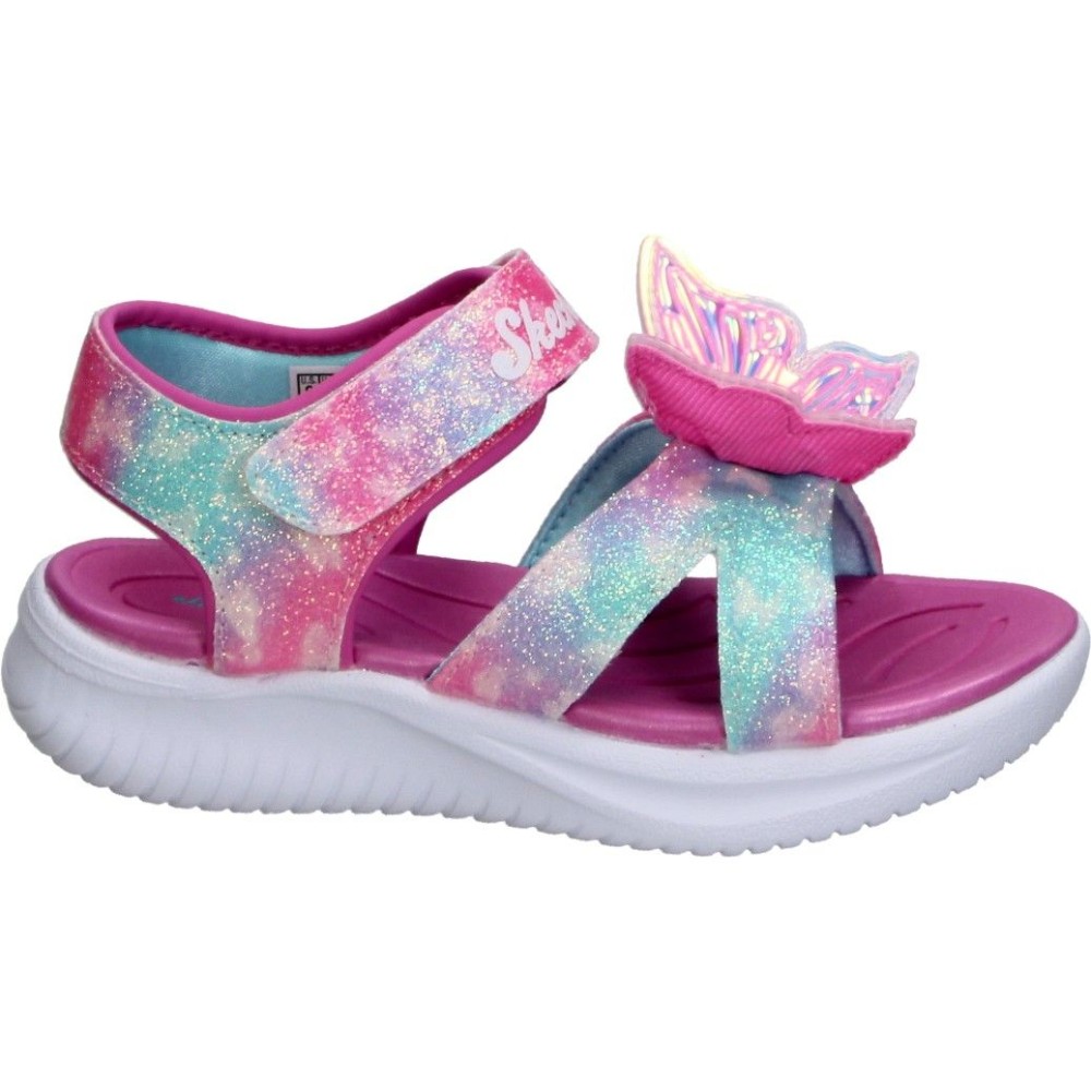 SKECHERS | Sandalias Skechers Jumpsters Sandal Butterfly Brights para Niña – Sandalia con Luz Multicolor – Con Mariposa – Sandalia con Velcro – Adaptive Closure – Con Luces – Cómodas y Versátiles – Modelo 303109N-PKMT