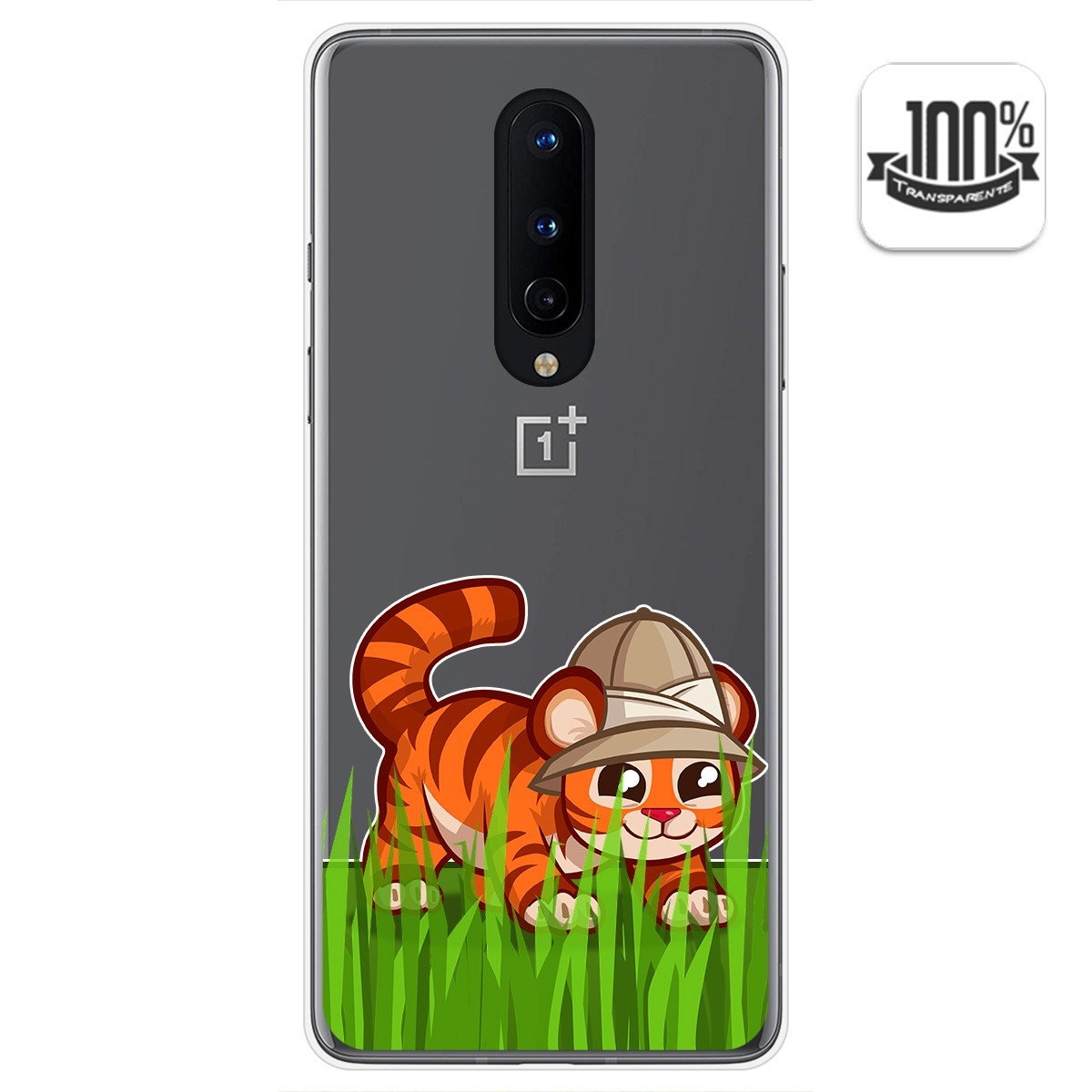 Tumundosmartphone Funda Gel Transparente para OnePlus 8 diseño Tigre Dibujos