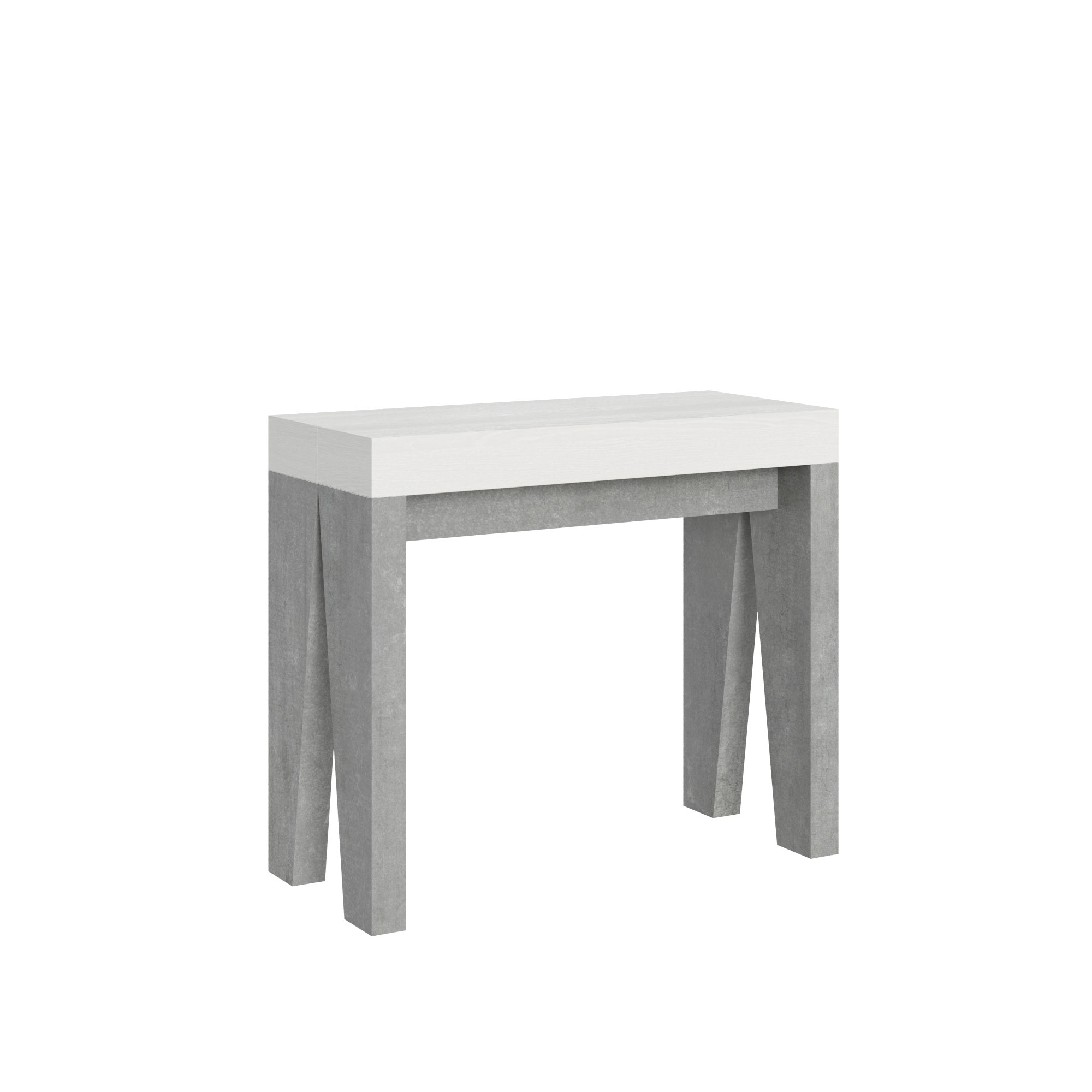 Consola extensible 90x40/300 cm Naxy Mix encimera Fresno Blanco - estructura Cemento - Itamoby