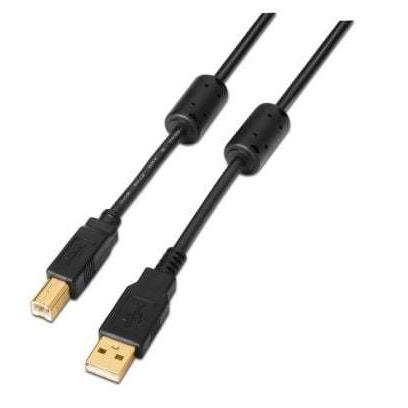 Cable USB 2.0 Impresora Aisens A101-0011/ USB Tipo-B Macho - USB Macho/ Hasta 2.5W/ 60Mbps/ 5m/ Negr