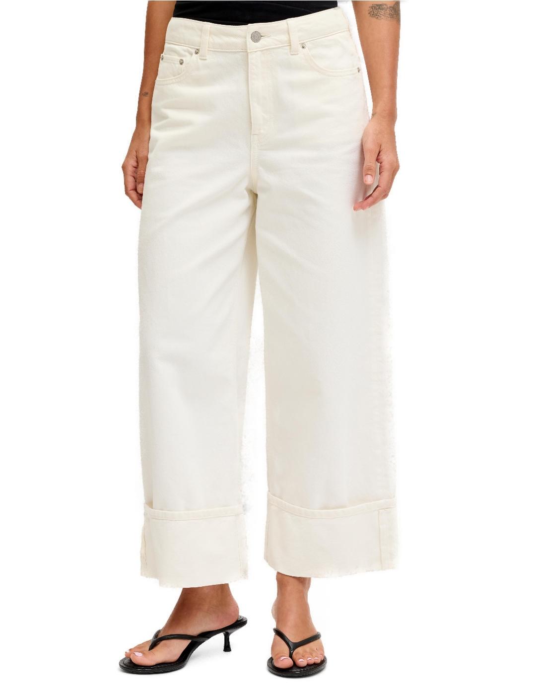 Pantalón vaquero JJXX Santiago crop blanco roto para mujer