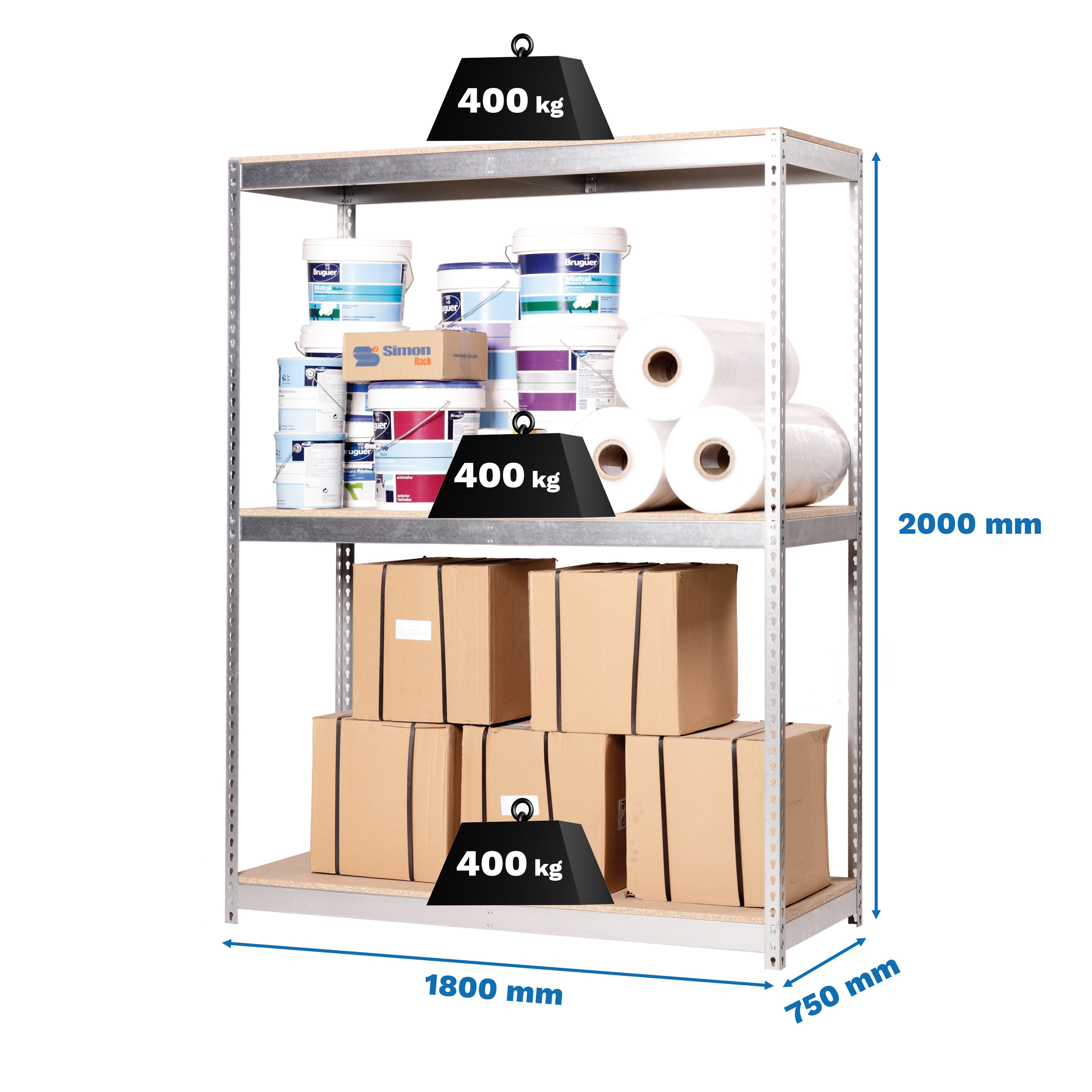 Estantería SIMONRACK Ecoforte 1807-3 chipboard galva/madera