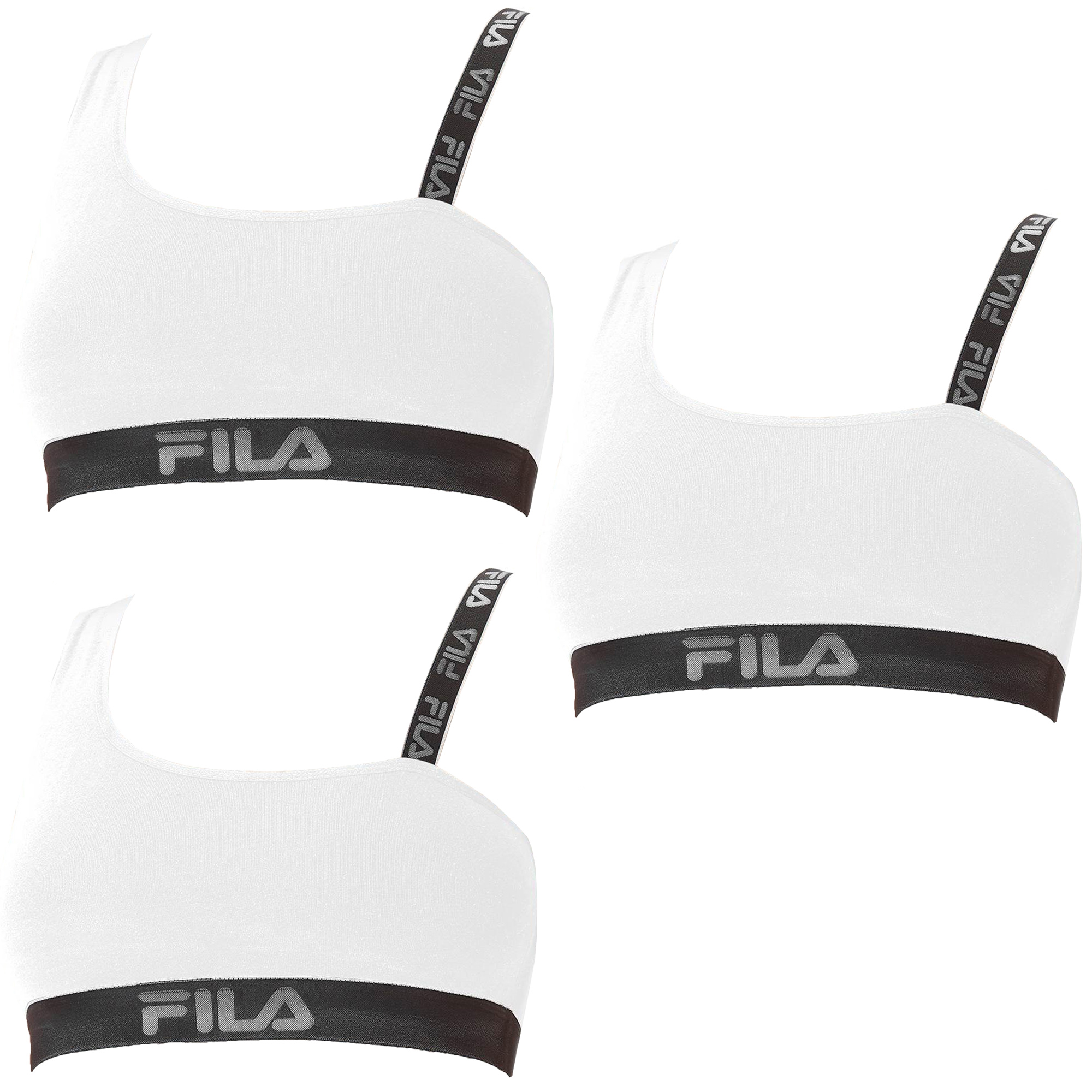 Pack 3 sujetadores deportivos de algodón FILA color blanco