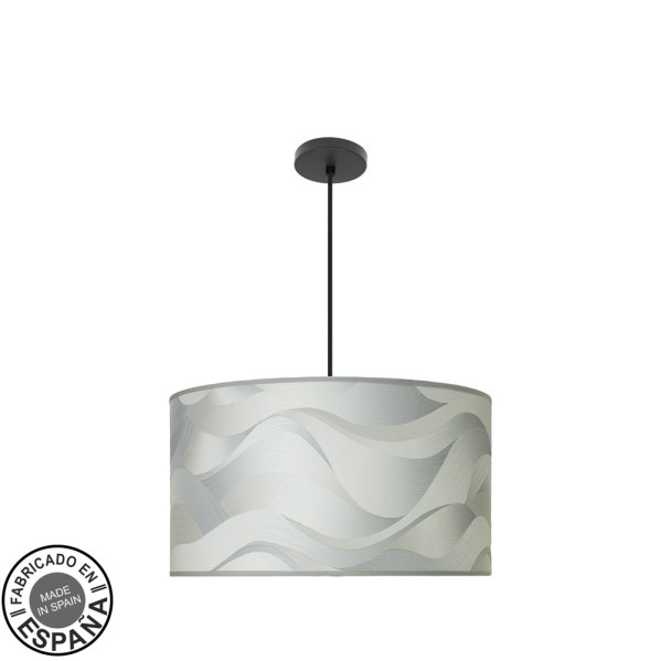 Colgante moda 3xe27 negro/ola gris regx50x50cm c/difusor