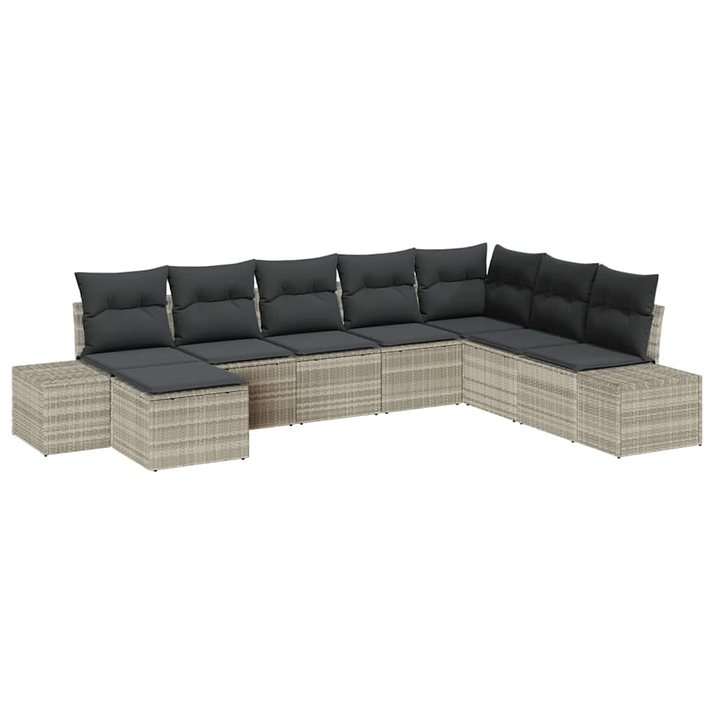 vidaXL Conjunto de sofá de jardín con cojín 8 pcs ratán sintético