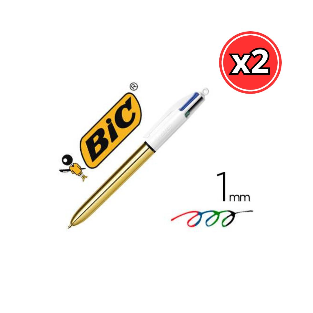 BOLIGRAFO BIC SHINE 4 COLORES - BRILLANTES Y ELEGANTES - PACK DE 2 UNIDADES