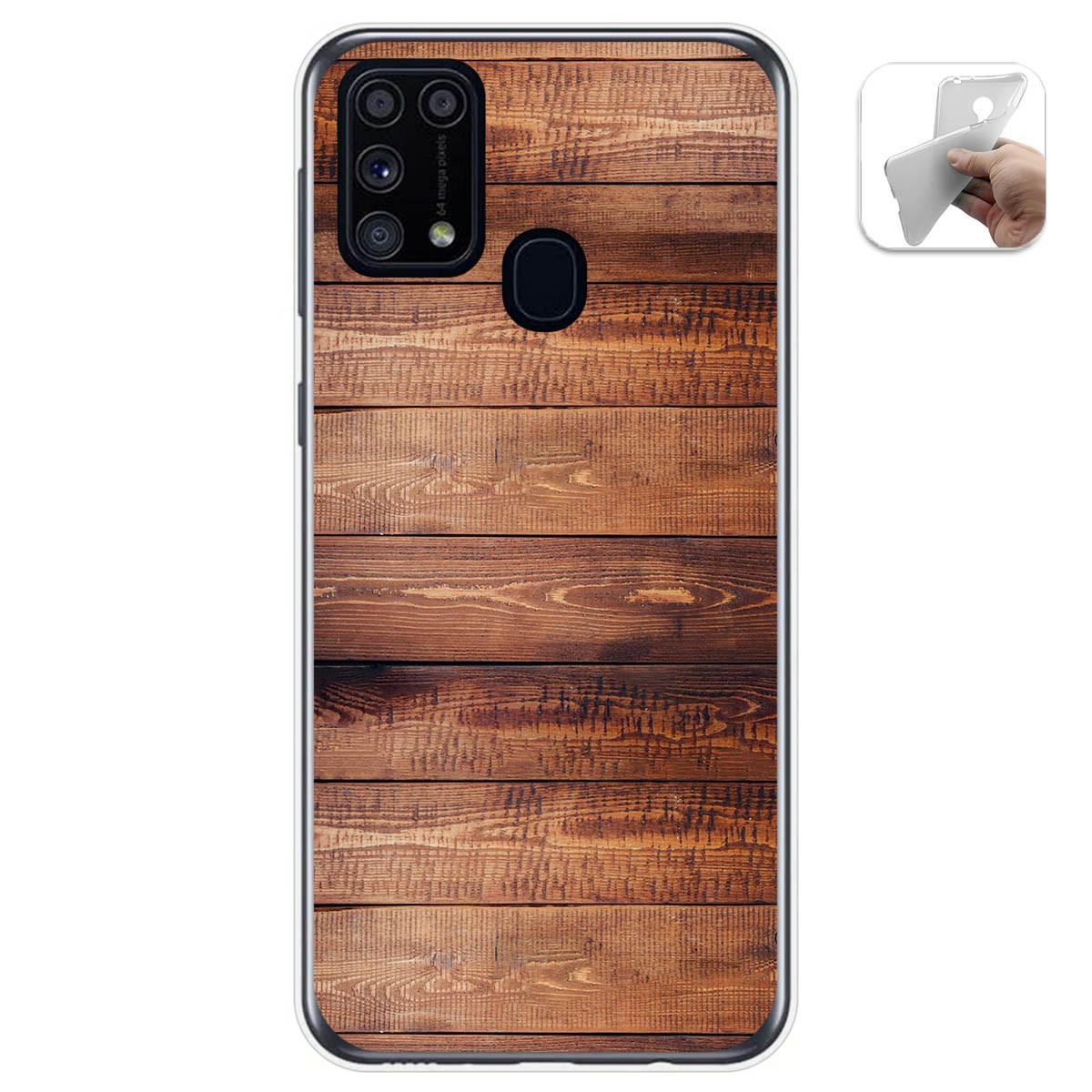 Tumundosmartphone Funda Gel Tpu para Samsung Galaxy M31 diseño Madera 02 Dibujos