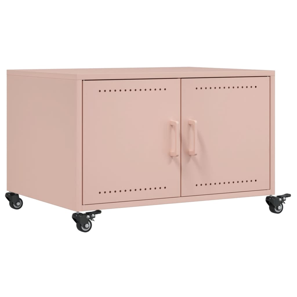 Vidaxl Mesa de Centro de Acero Laminado en Frío Rosa 68x50x43,5 Cm