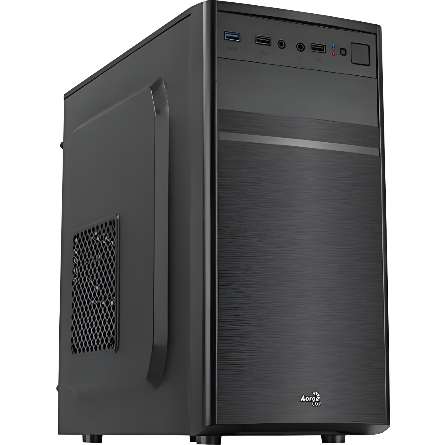 Aerocool CS103, Caja de PC Micro ATX, aluminio pulido, Ventilador Trasero 80 mm, color Negro, Única