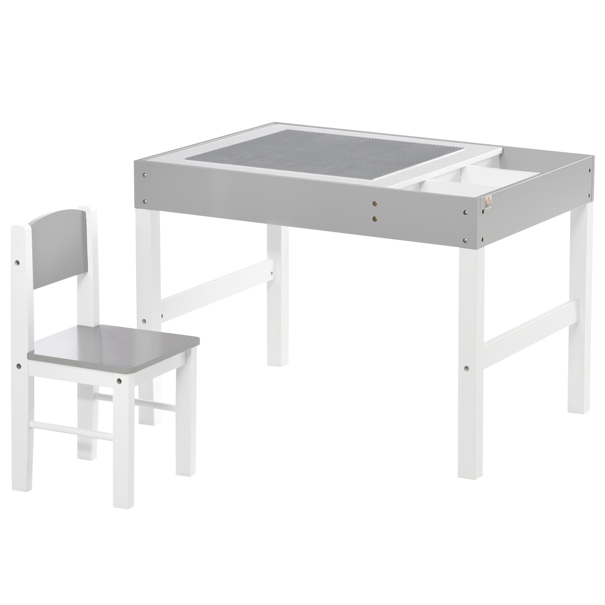 Juego de mesa y 2 sillas infantil Homcom blanco 56x56x50 cm