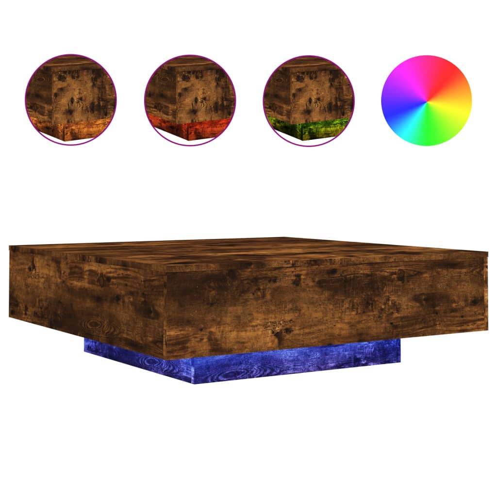 Vidaxl Mesa de Centro con Luces LED 100x100x31 Cm Blanco