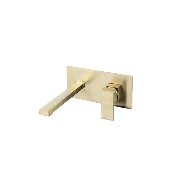 VALAZ Tajo Grifo de lavabo empotrado monomando cuadrado de latón en color dorado cepillado