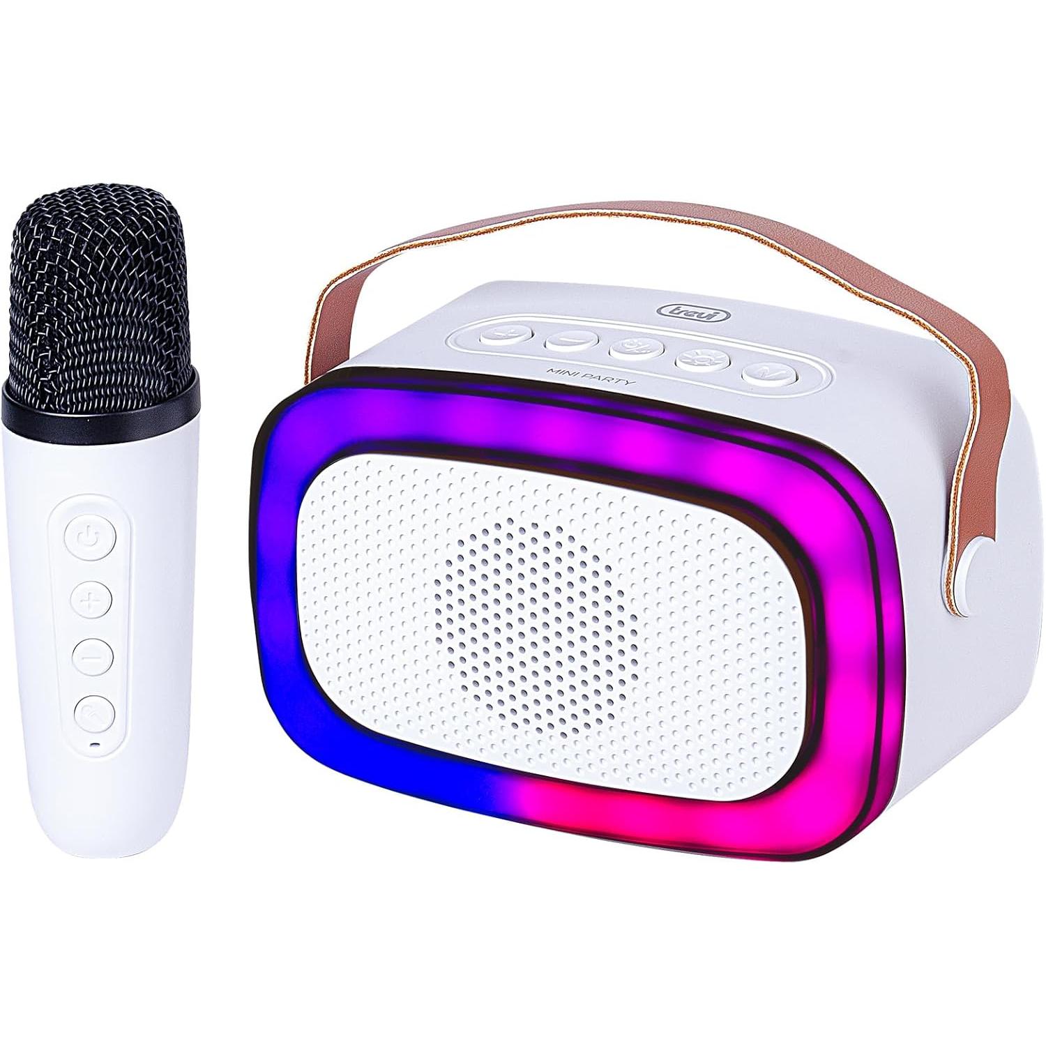 Trevi XR 8A01 MINIPARTY Altavoz portátil Bluetooht Amplificado Karaoke 10W - Reproductor de archivos Mp3 integrado por entradas USB, Micro SD y AUX-IN