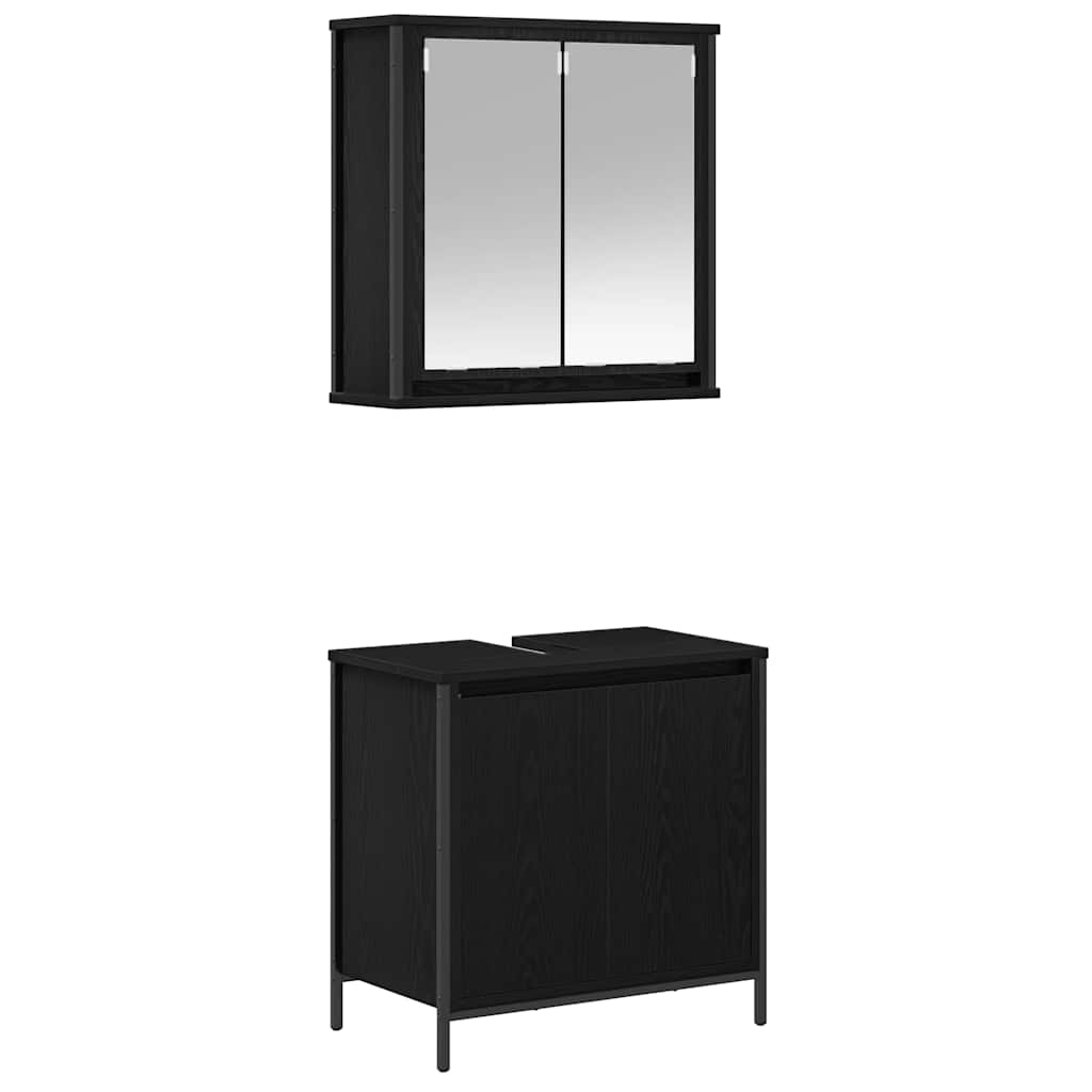 vidaXL Juego de muebles de baño 2 pzas roble negro Madera ingeniería