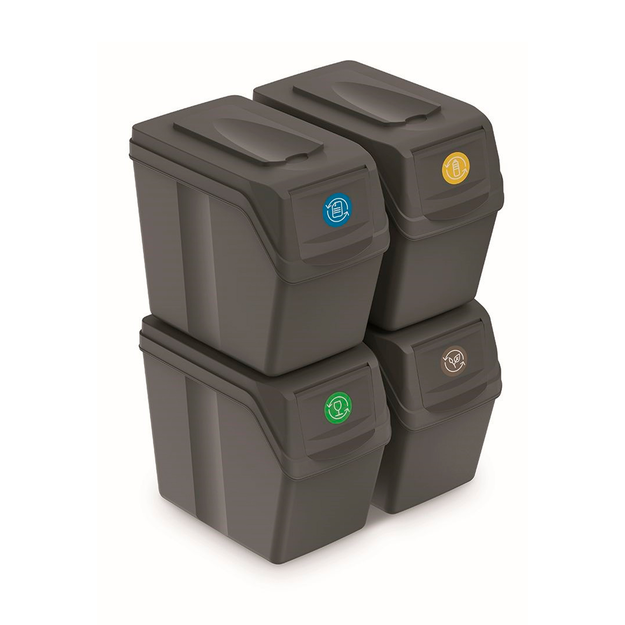 Prosperplast - Juego de 4 cubos de reciclaje 80L PROSPERPLAST Sortibox de plastico en color gris
