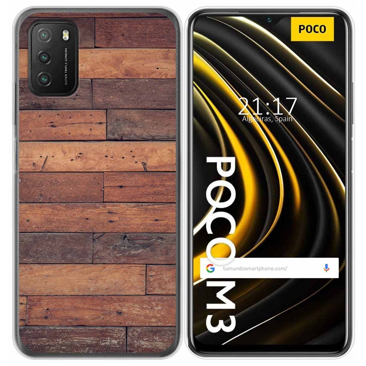 Tumundosmartphone Funda Gel Tpu para Xiaomi POCO M3 / Redmi 9T diseño Madera 03 Dibujos