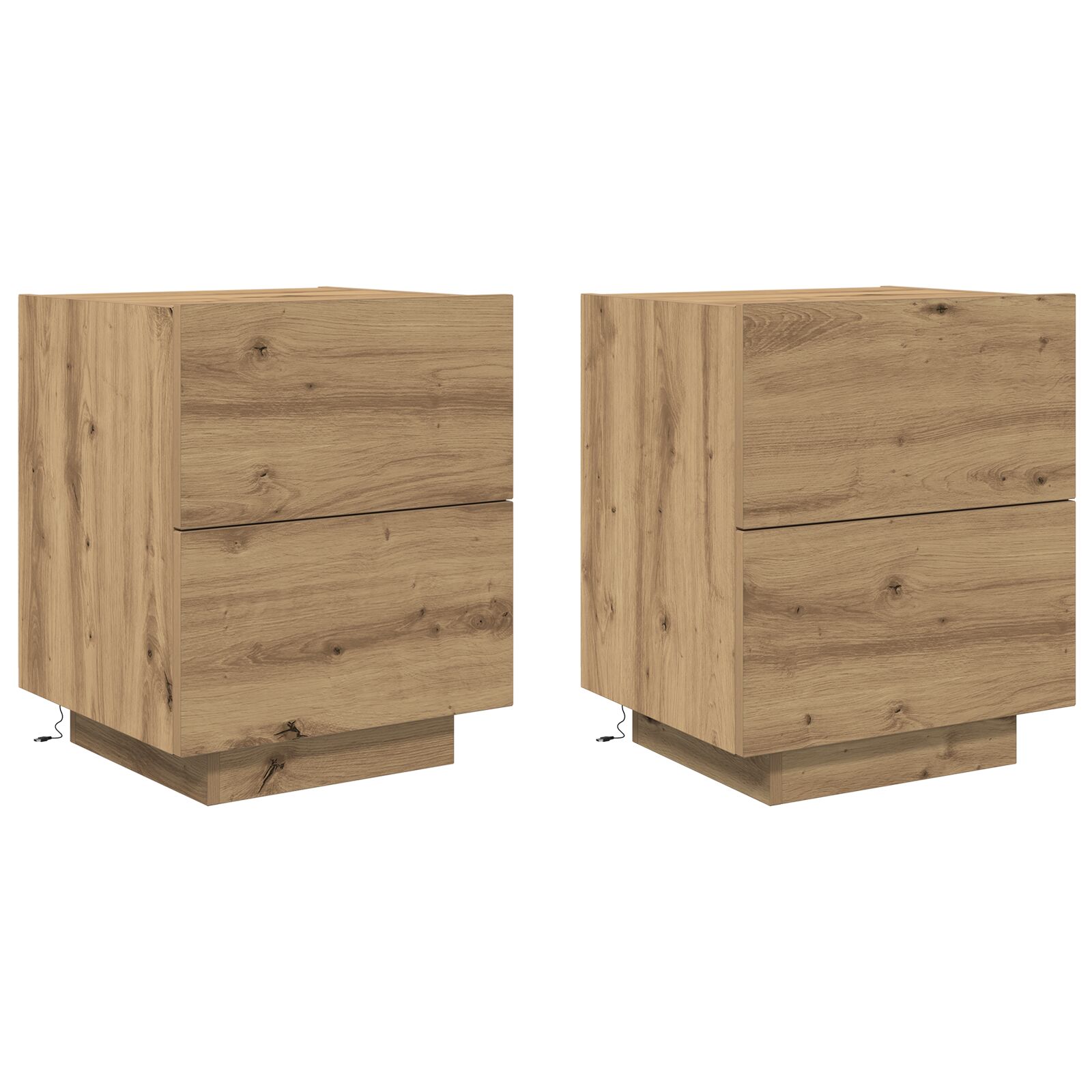Mesas de Noche vidaXL con Luces LED 2 pcs Roble Artesanal 45x40x55 cm