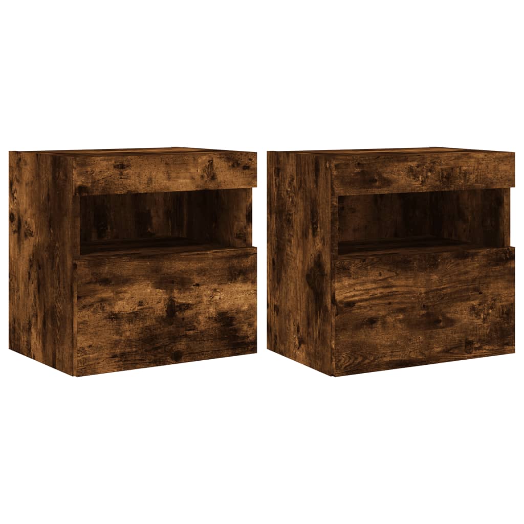 vidaXL Muebles TV de pared luces LED 2 uds 40x30x40 cm, Mueble de Salon, Mueble TV, Mueble TV salon, Mesa de TV, Mueble tele