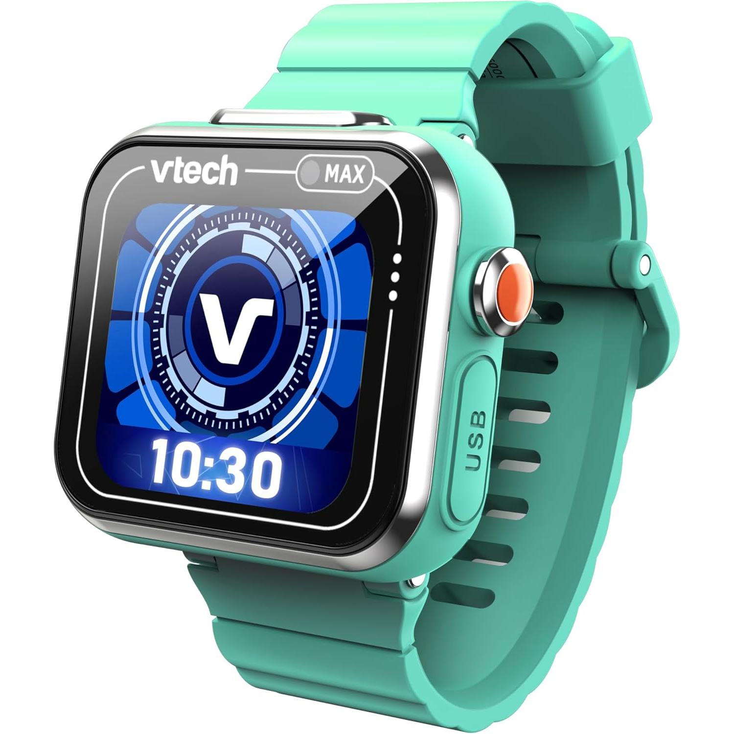 VTech Kidizoom Smartwatch MAX Aguamarina, Reloj Inteligente para niños, Doble cámara de Fotos, vídeos, Juegos, Pantalla táctil Horizontal, Versión ESP