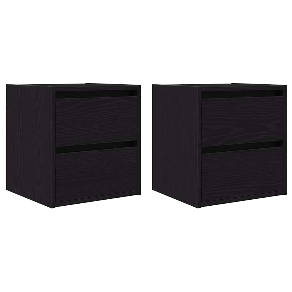 vidaXL Mesillas de noche de pared 2 uds 38x34x40 cm en color Roble negro/Roble Sonoma/Madera antigua y más | cómodas modernas ergonómicas para comedor cocina salón hogar