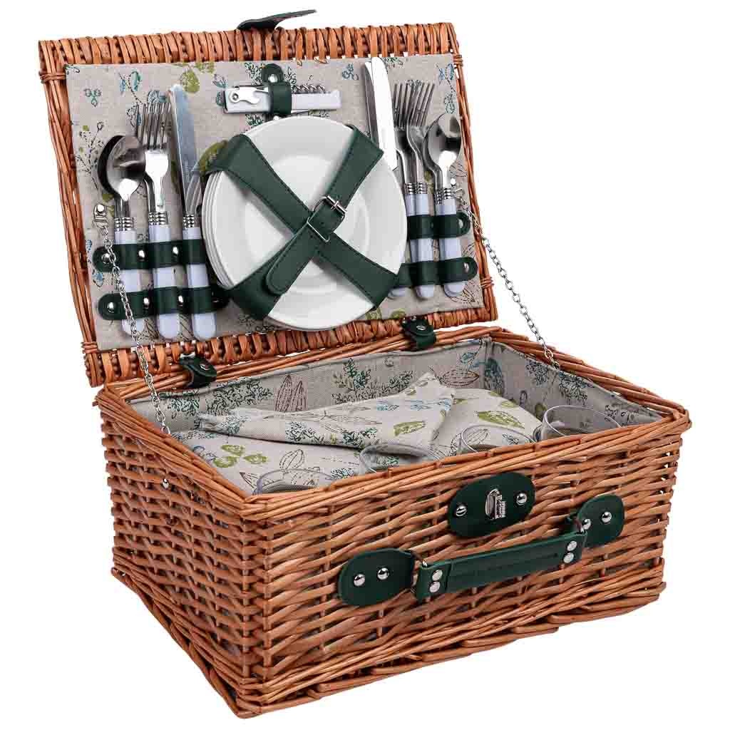 Wonderlust Deco - Cesta de picnic 4 servicios multicolor 40x28x19 cm Multicolor 40x28x19h cm