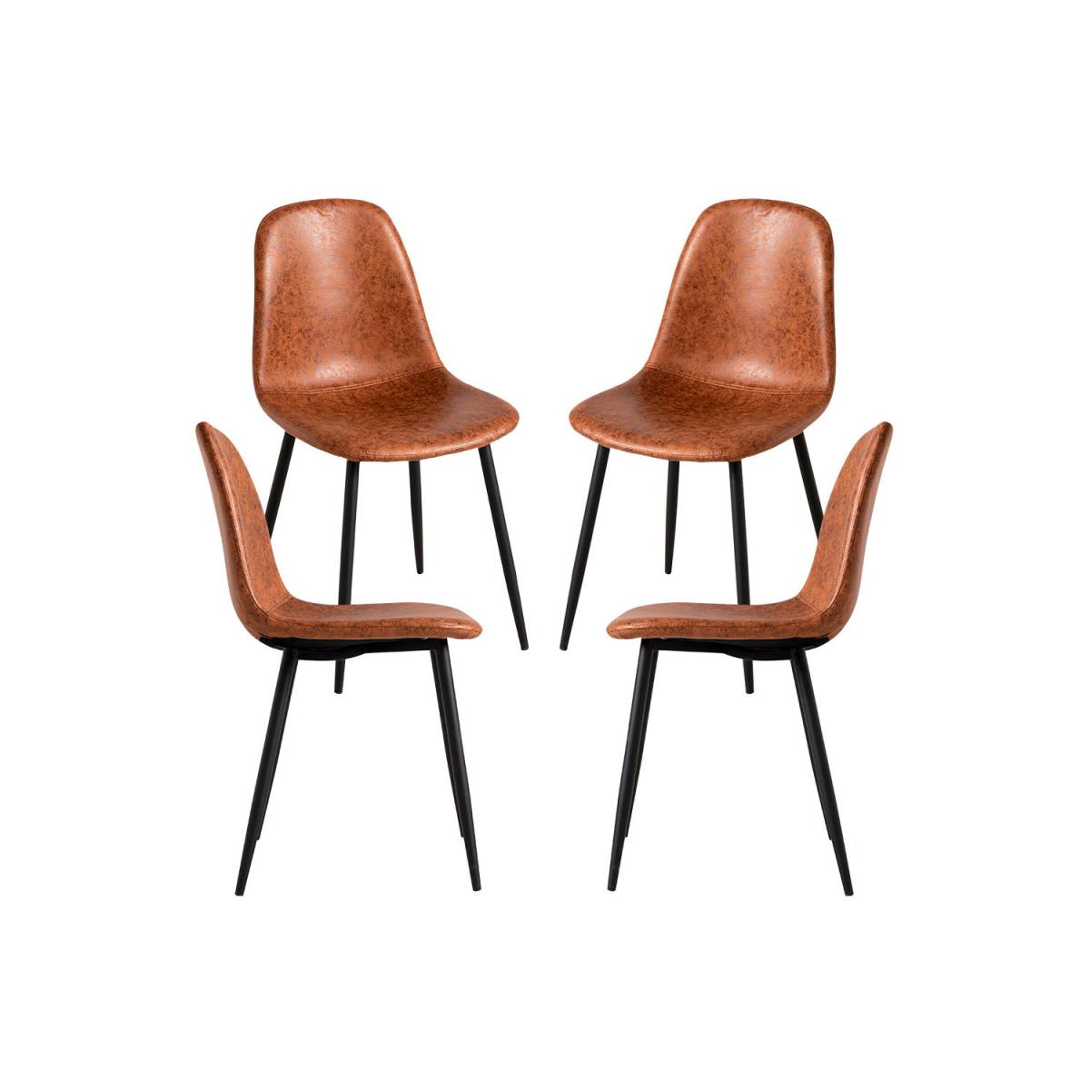 Regalos Miguel - Packs Sillas Comedor - Pack 4 Sillas Black Teok Polipiel - Camel Vintage