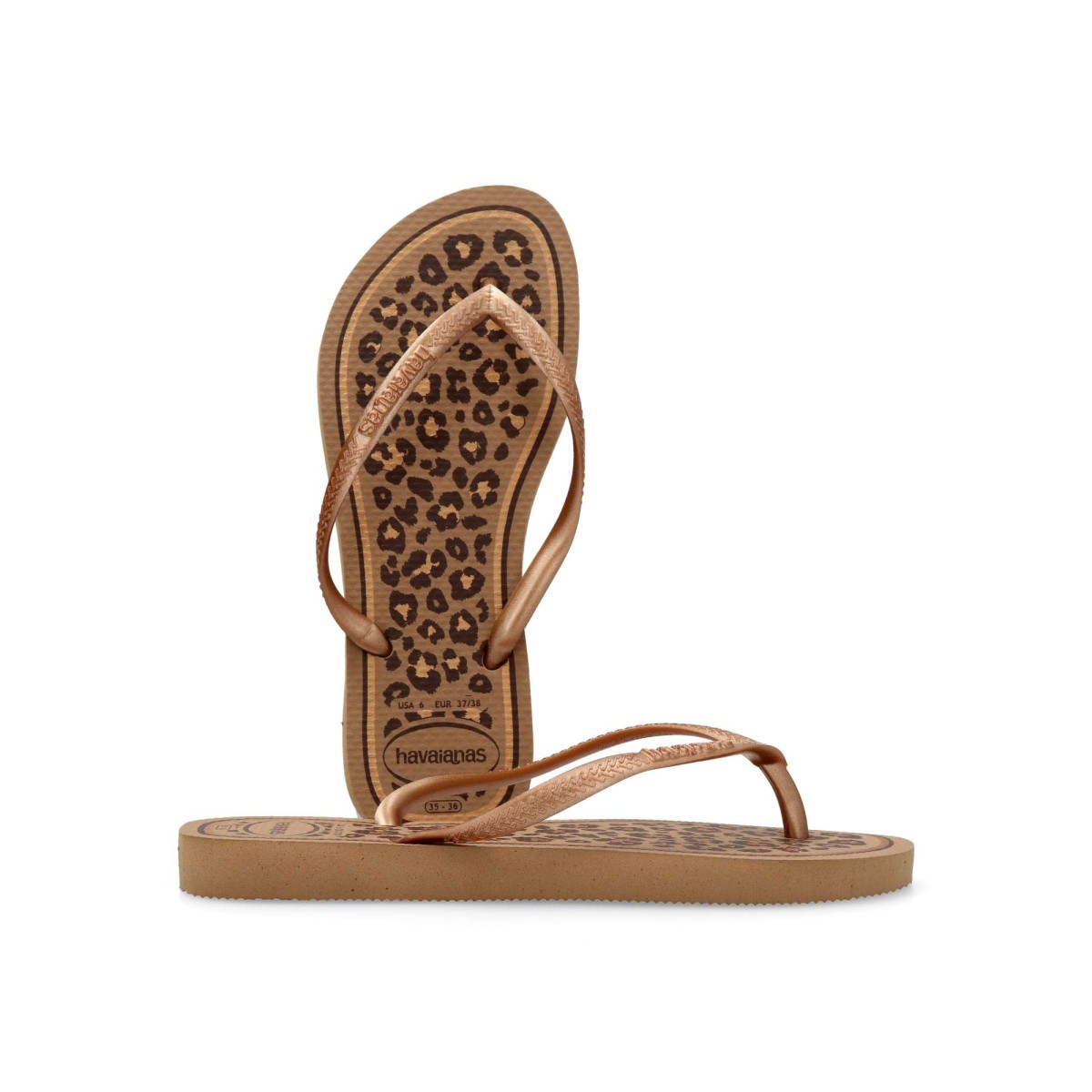 Havaianas - Chanclas mujer Slim con estampado animal para playa y piscina, suela antideslizante de caucho flexible y ligera, plantilla texturizada