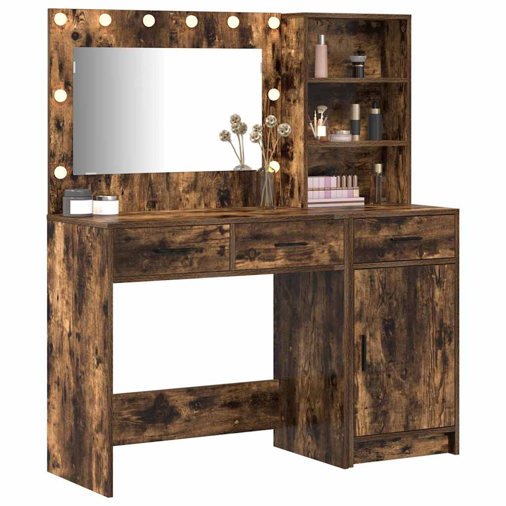 vidaXL Mesa Tocador con cajón 2 pcs Marrón Madera de ingeniería