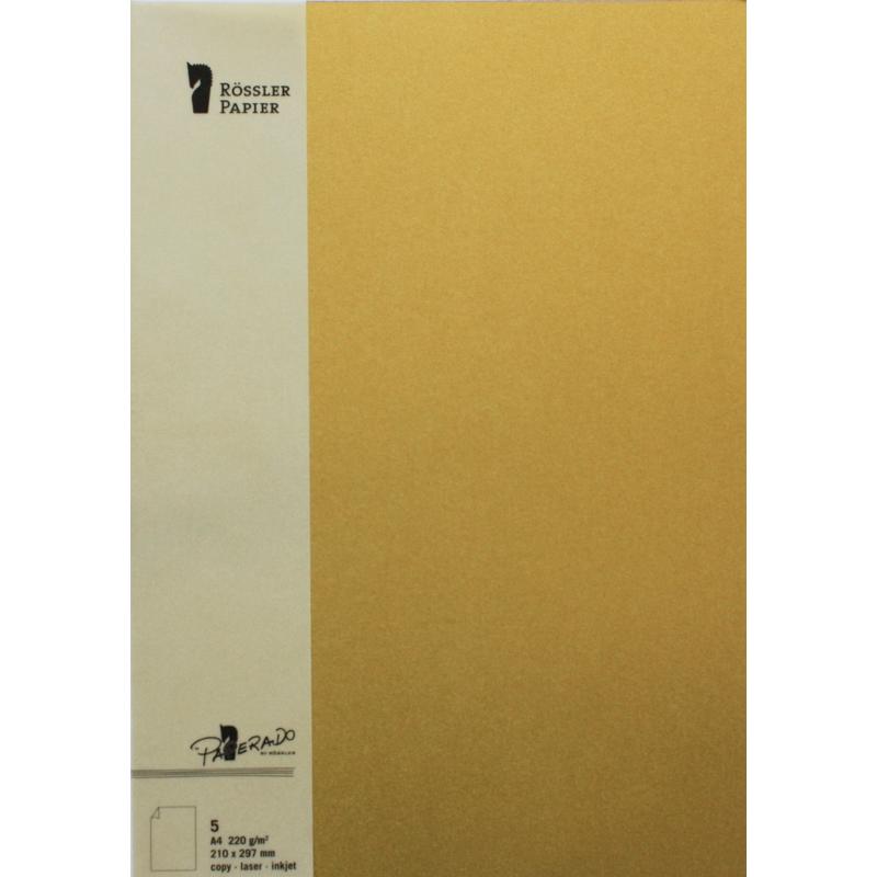 Rossler - Pack 5 unids. tarjeta a4 color oro