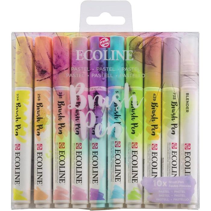 TALENS ROTULADOR ECOLINE BRUSHPEN 10 COLORES PASTEL ECOLINE