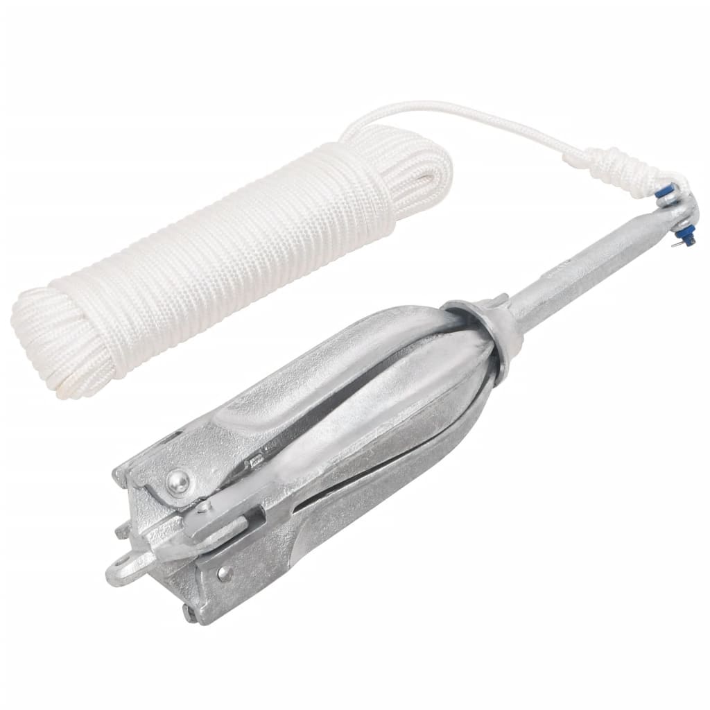 vidaXL Ancla Plegable con Cuerda Anclaje de Barco Hierro Maleable Plateado Peso 0.7 kg,  1.5 kg,  2.5 kg y mas