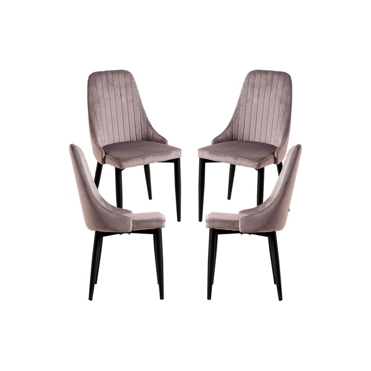 Regalos Miguel - Packs Sillas Comedor - Pack 4 Sillas Kan Terciopelo - Gris
