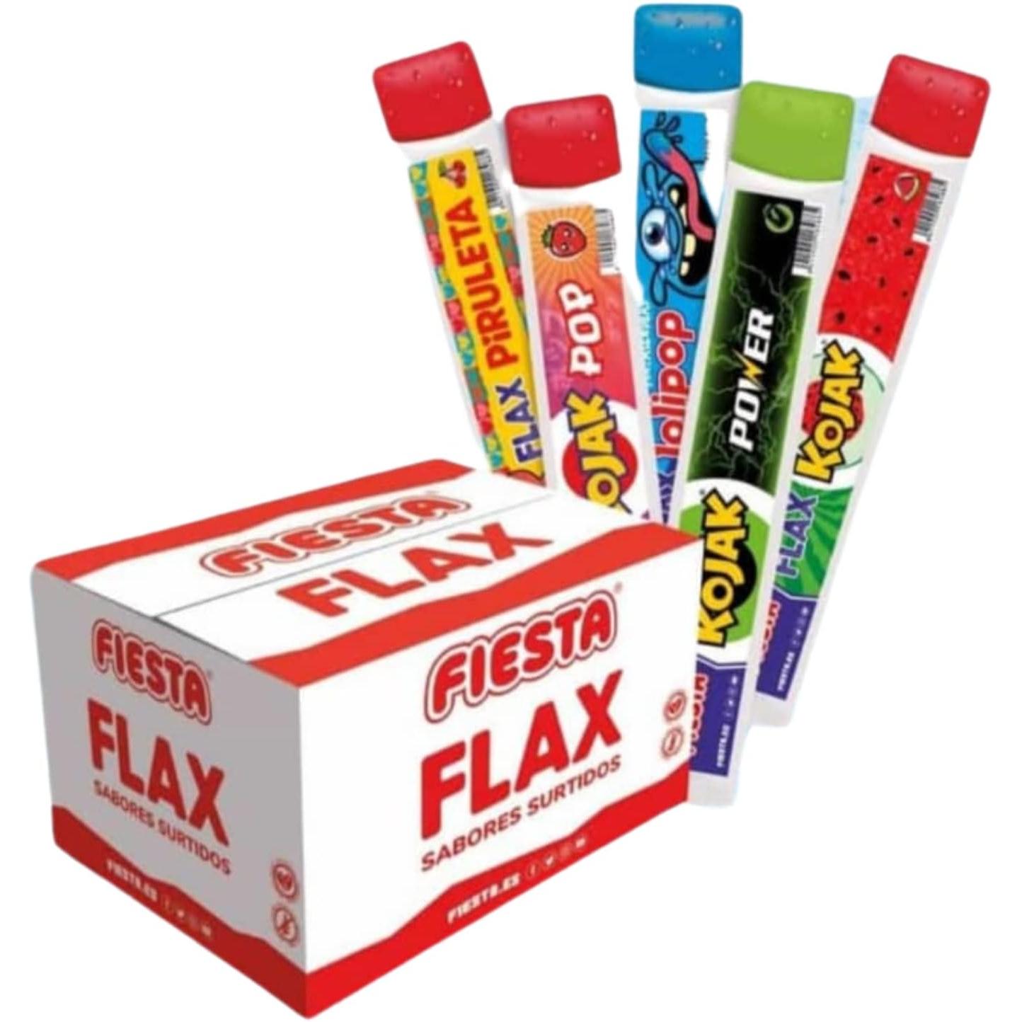 Polos Flash Fiesta - 100 Flax de 70 ml - Flash Sabores Surtidos Kojak - 100 Unidades Sabores Surtidos - 5 Sabores - Polines