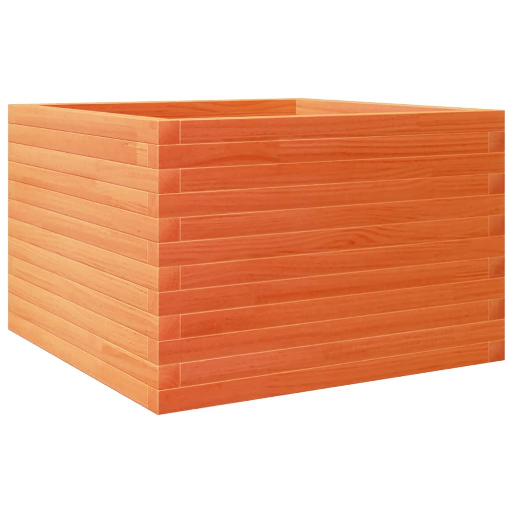 vidaXL Jardinera de madera maciza de pino 70x70x45,5 cm Color Pino natural,  Blanco,  Marrón cera y mas