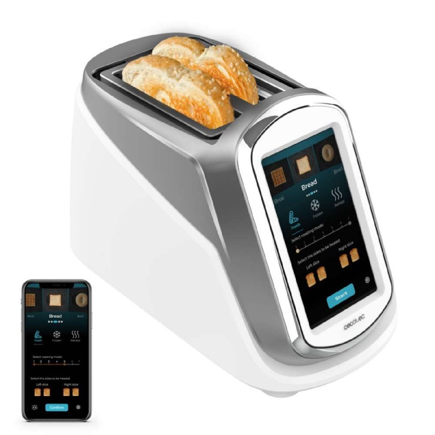 Cecotec Tostador Vertical Toastpad Double Pro Screen. 1400W, Pantalla Táctil TFT de 7", Control Inteligente, Tostado Rápido