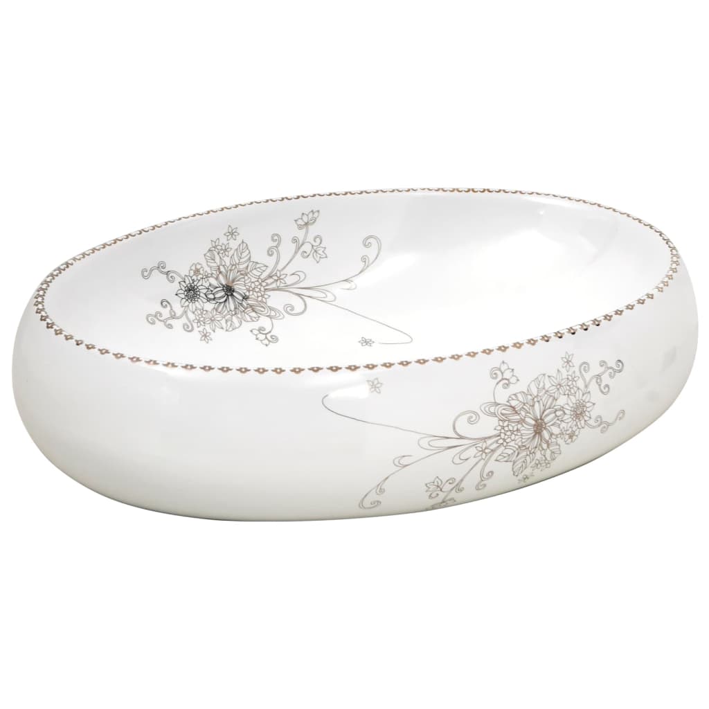 vidaXL Lavabo sobre encimera ovalado cerámica 59x40x15 cm