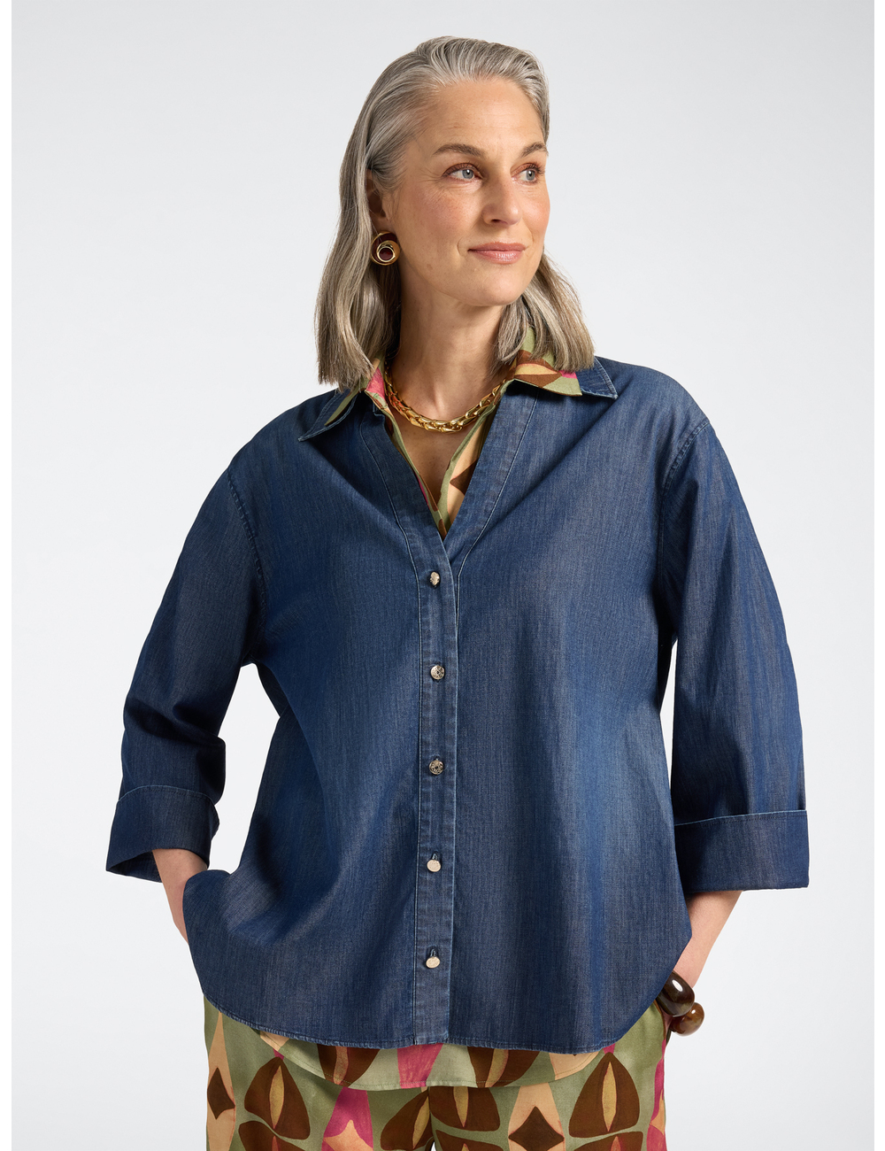 Elena Mirò - Camisa en Chambray lavado