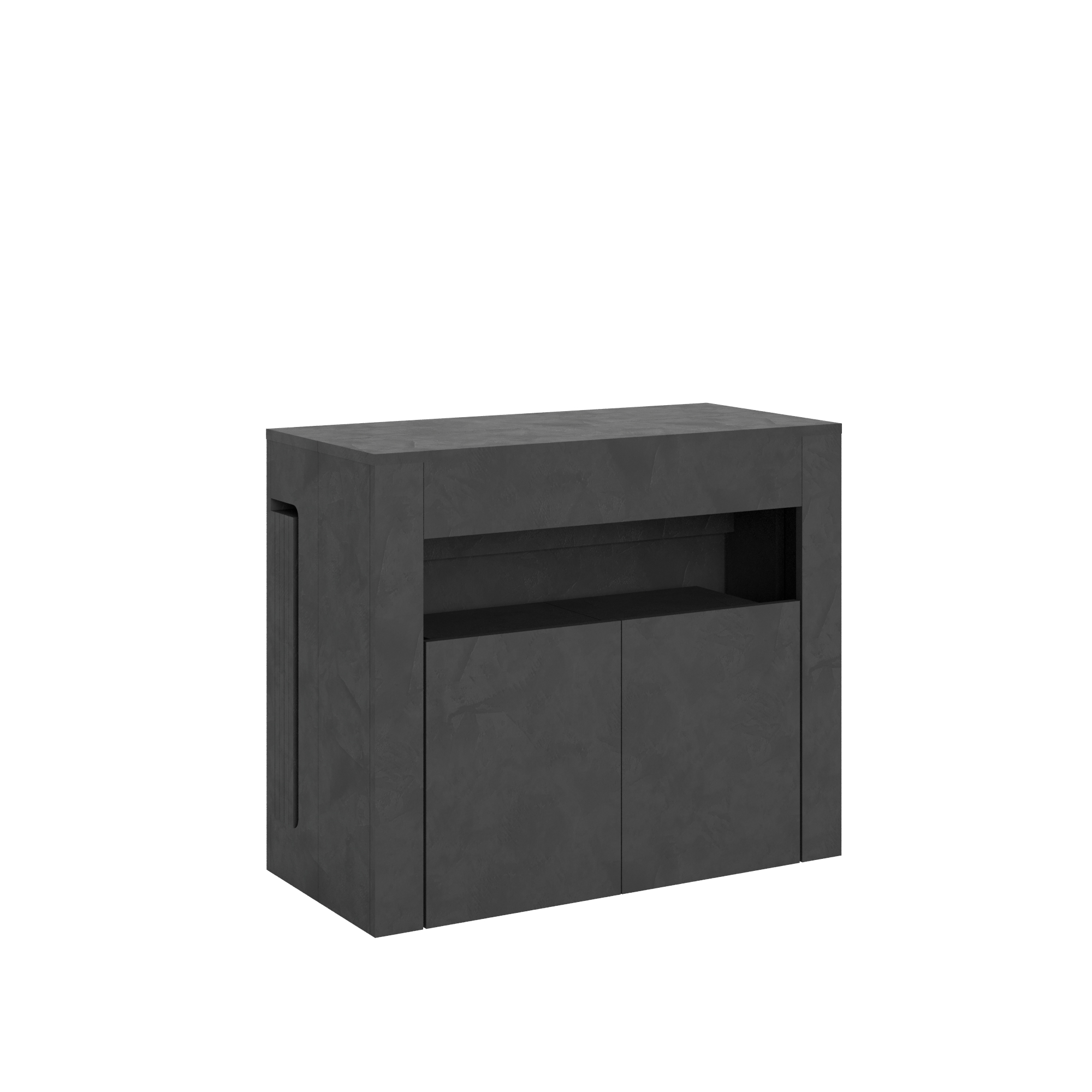 Consola extensible 90x42/302 cm Evolve Antracita Spatolato con banco inferior - Itamoby