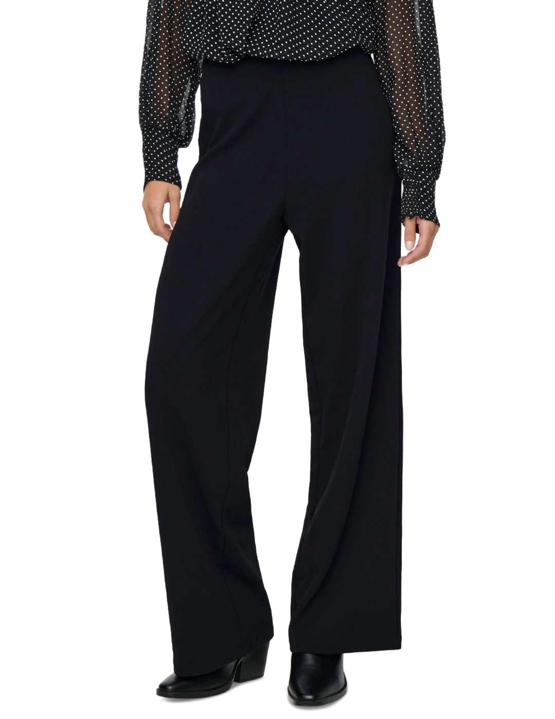 Pantalón Only Bremen negro palazzo de tela para mujer