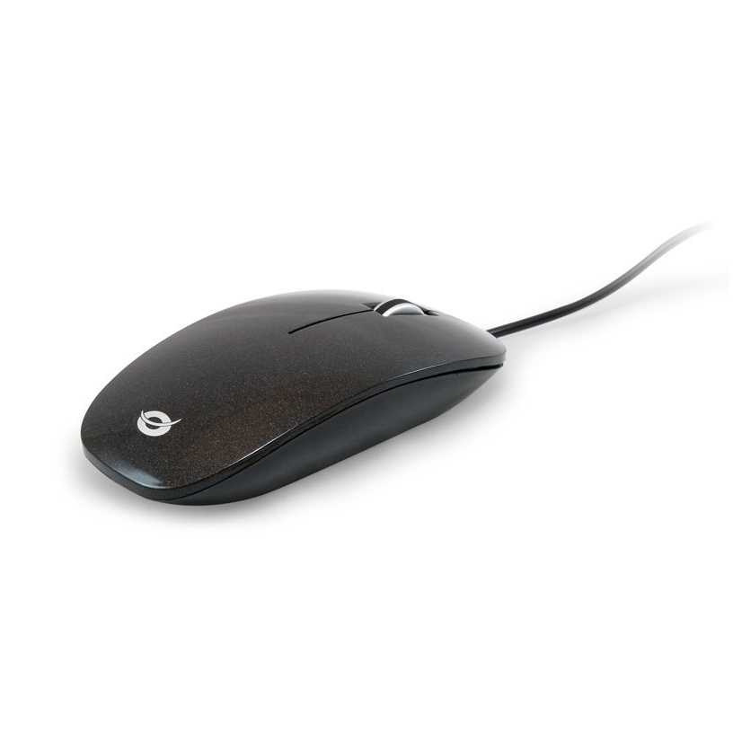 Conceptronic CLLM3BDESK Optical USB Mouse features a wired design, ergonomic ambidextrous shape, 800 DPI resolution, and 3 buttons, perfect for office use and compatible with Windows systems.